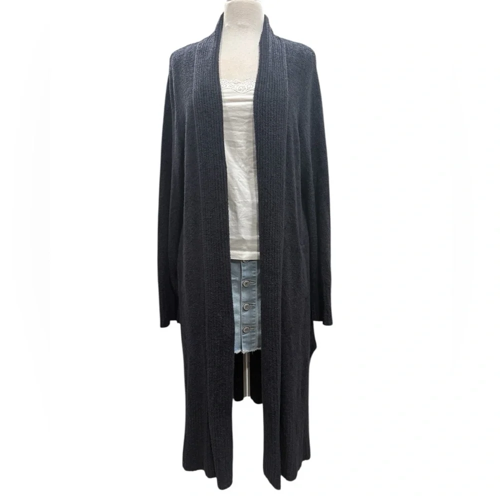Barefoot Dreams Black Montecito Cozychic Lite Long Cardigan | Size 2X - Picture 2 of 12